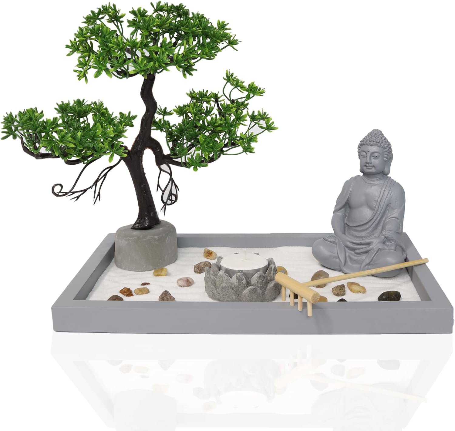 Japanese Zen Garden Lotus Candle Holder Mini Green Bonsai