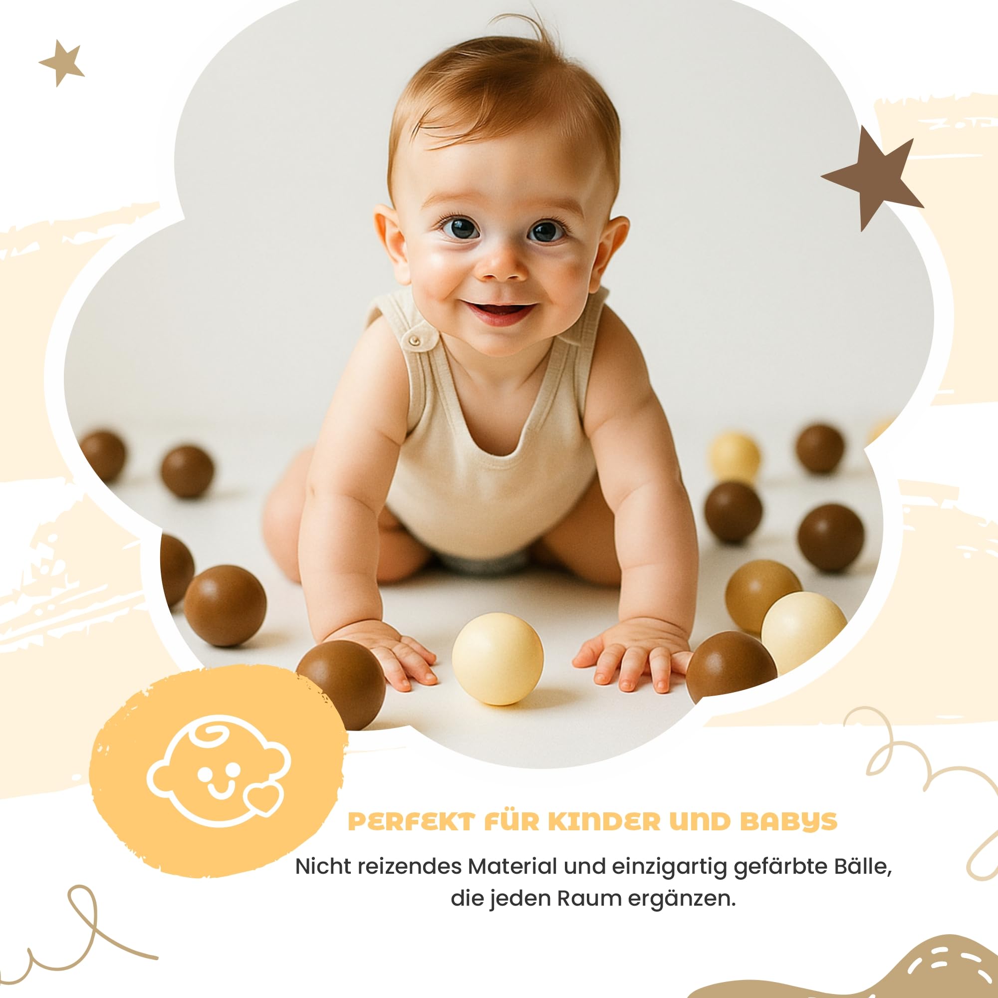 Ubaby 200 Bolas de Piscina Infantil ⌀ 7cm - Certificadas CE para Niños - Bolsa de Transporte incluida cómoda de Llevar - Bolas de Colores para Piscina