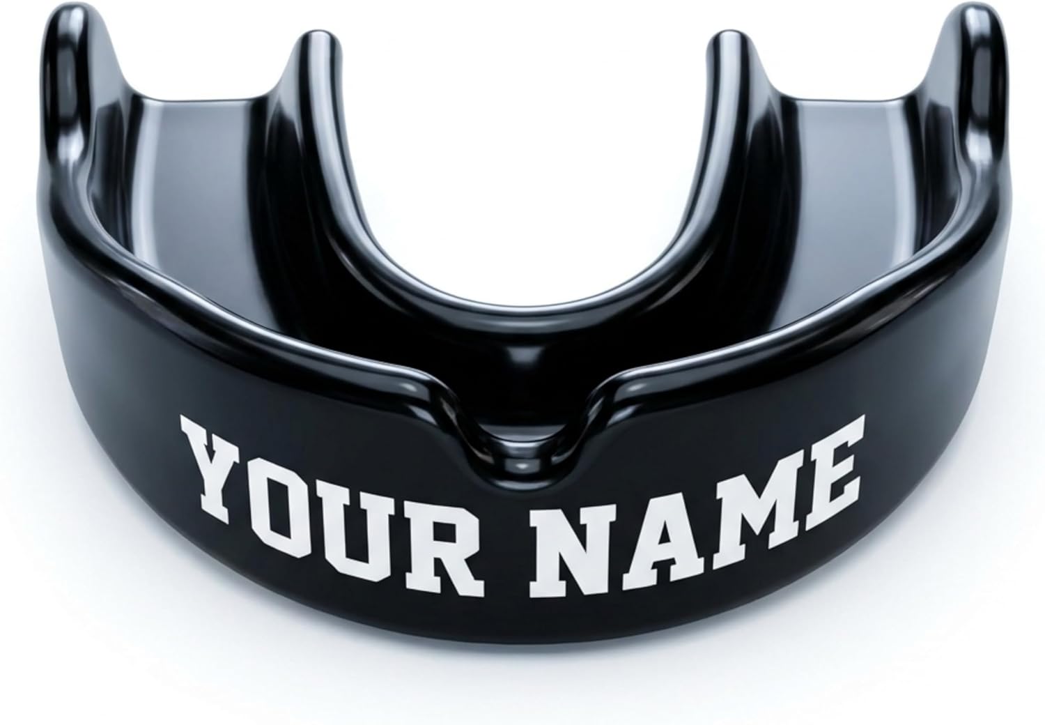 Shurfit Custom Boil and Bite Sports Mouthguard, Black, Personalized Text Design for Football, Wrestling, MMA, Hockey, Contact Sports