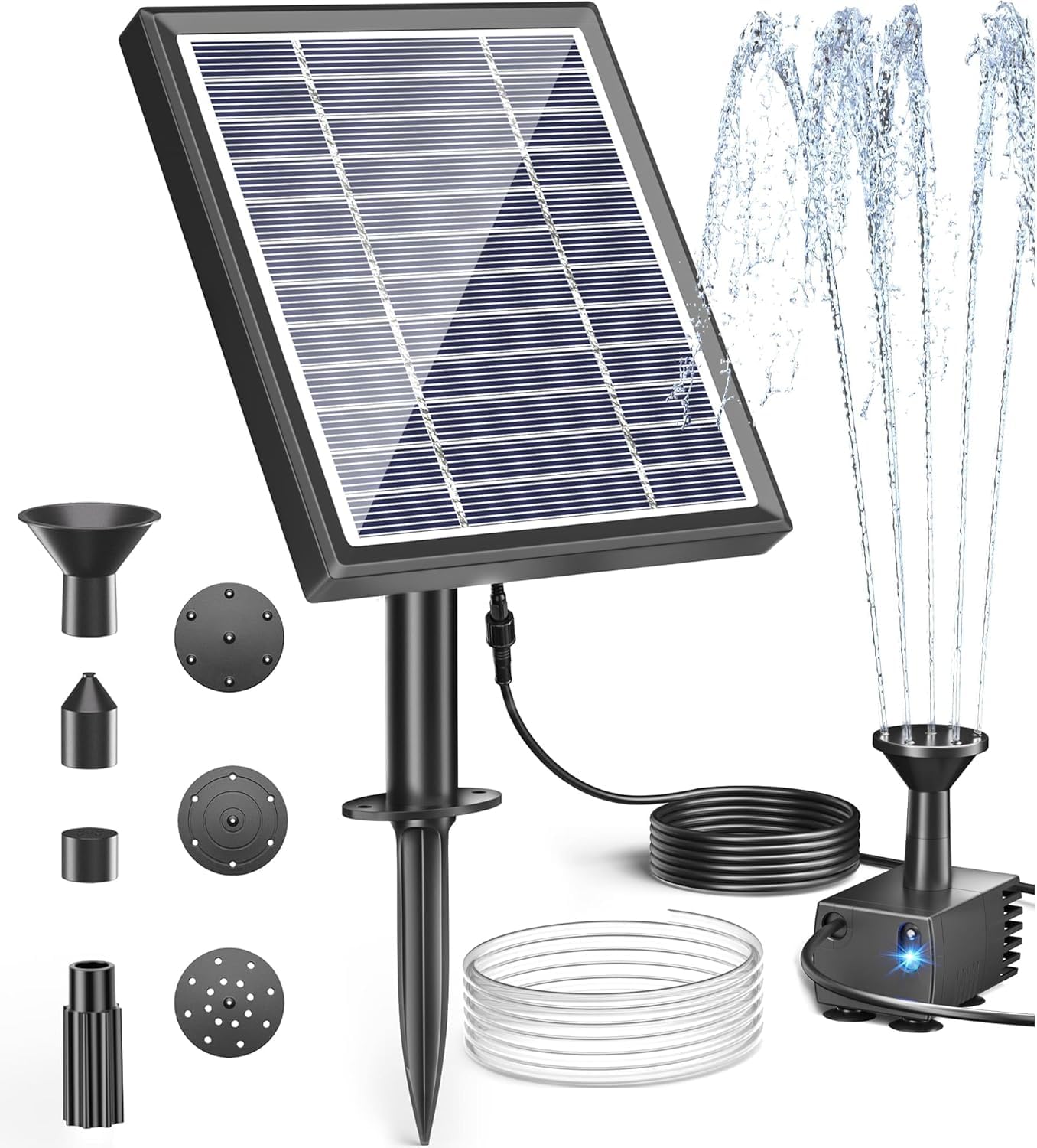 Biling 2.5Wソーラー噴水ポンプ 屋外 太陽光発電式 循環ポンプ 池ポンプ ガーデン用 DIY 水景 バードバス用 ノズル付き 空運転防止 充電不要 ダイレクトドライブ