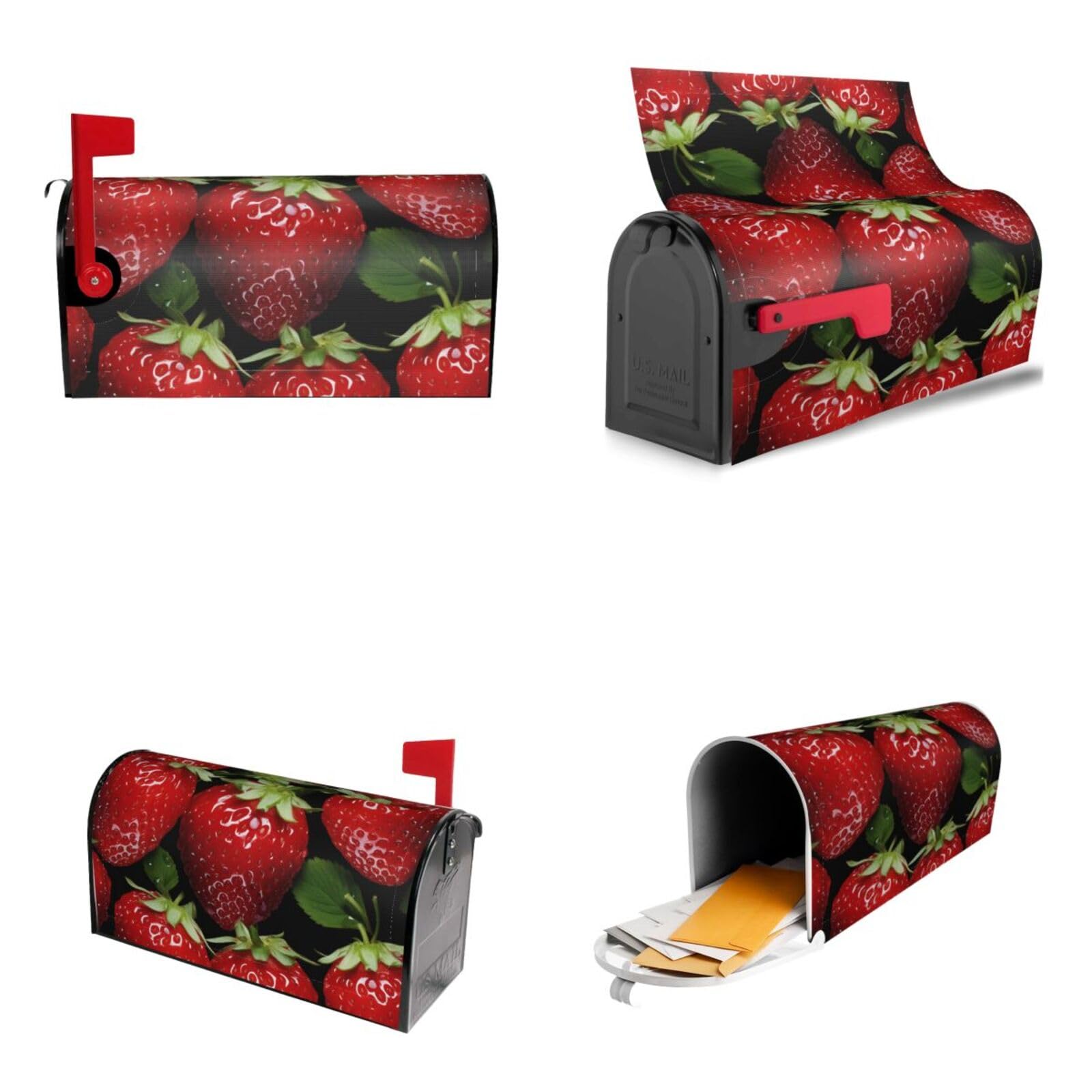 Red Strawberry Mailbox Covers Magnetic Wraps Post Letter Box Cover Garden Home Decor 21x18 in