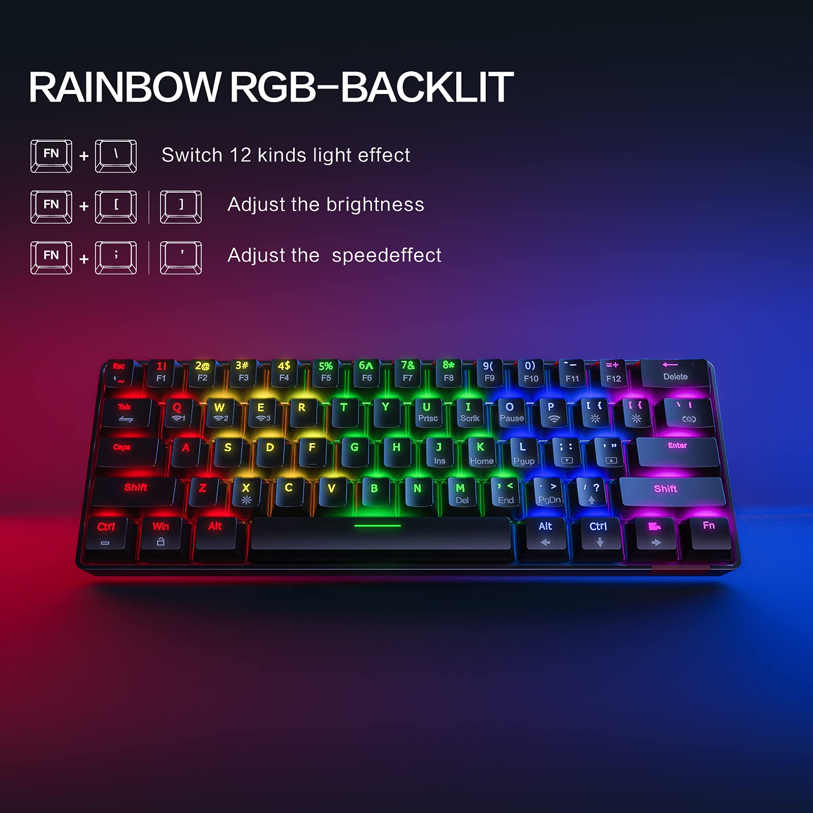 Mechanical Bluetooth Keyboard, Inphic V930B Mini 60 Compact Office