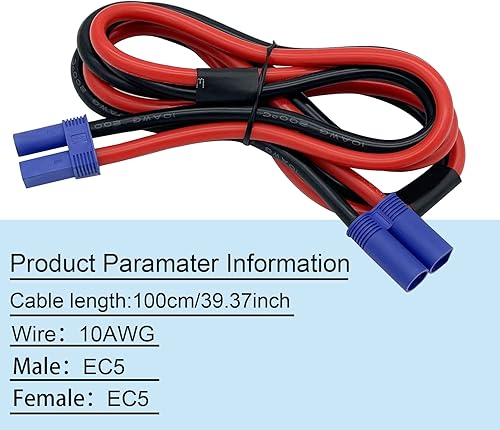 Miniatura 3 de Cable de extensión EC5 macho a EC5 hembra EC5 Extensión EC5 10AWG para batería RC Lipo Enchufe de alimentación de arranque de emergencia Coche FPV