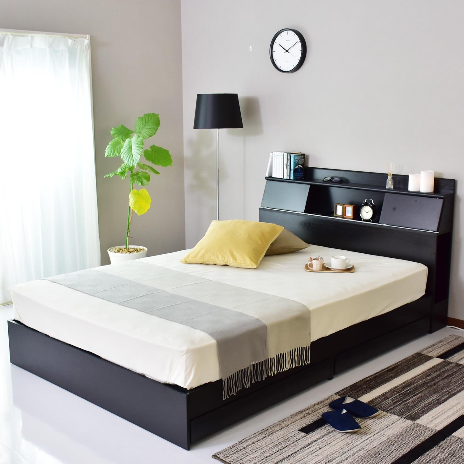 Amazon.co.jp: Bed Frame with Storage Drawers and Headboard