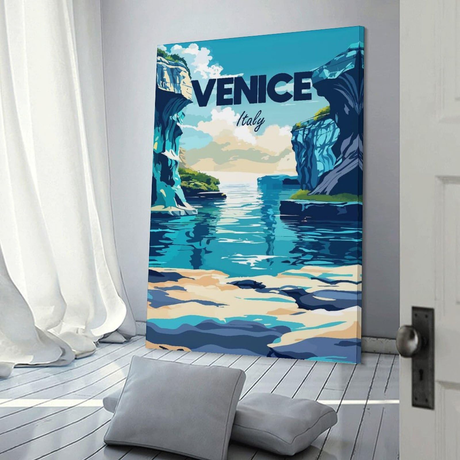 Junmoney Venice, Italy Travel (2) Canvas Wall Decor 20x30inch(50x75cm), for Home Lounge, Bedroom Or Reading Nook, A Home Accent with Warm Character