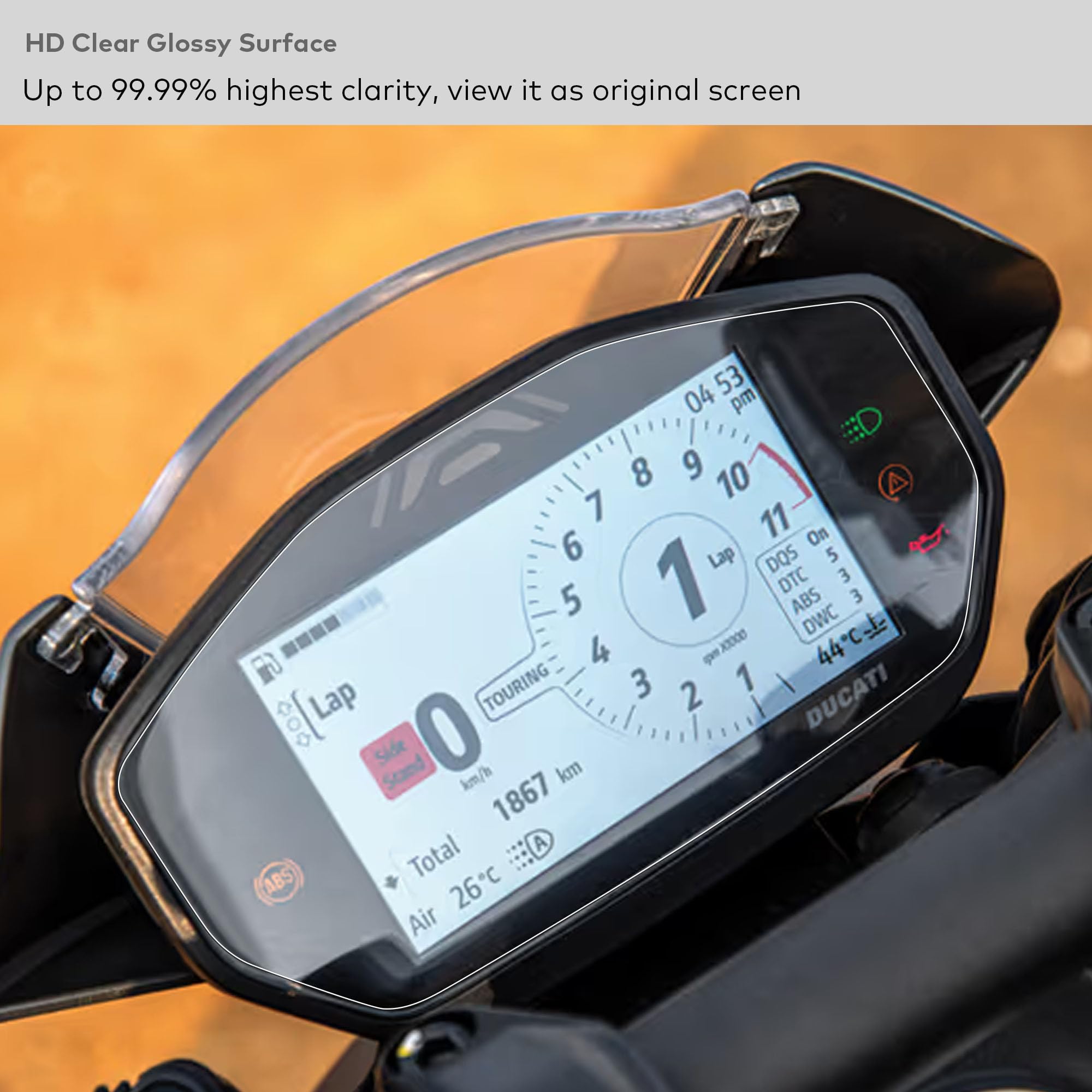 Pellicola protettiva in vetro per Ducati Hypemotard 950 SP, Moster SP Plus 937, Monster Senna, Streetfighter V2 S, Penigale V2 S, SuperSport 950 S Instrument Display 4,3 pollici HD