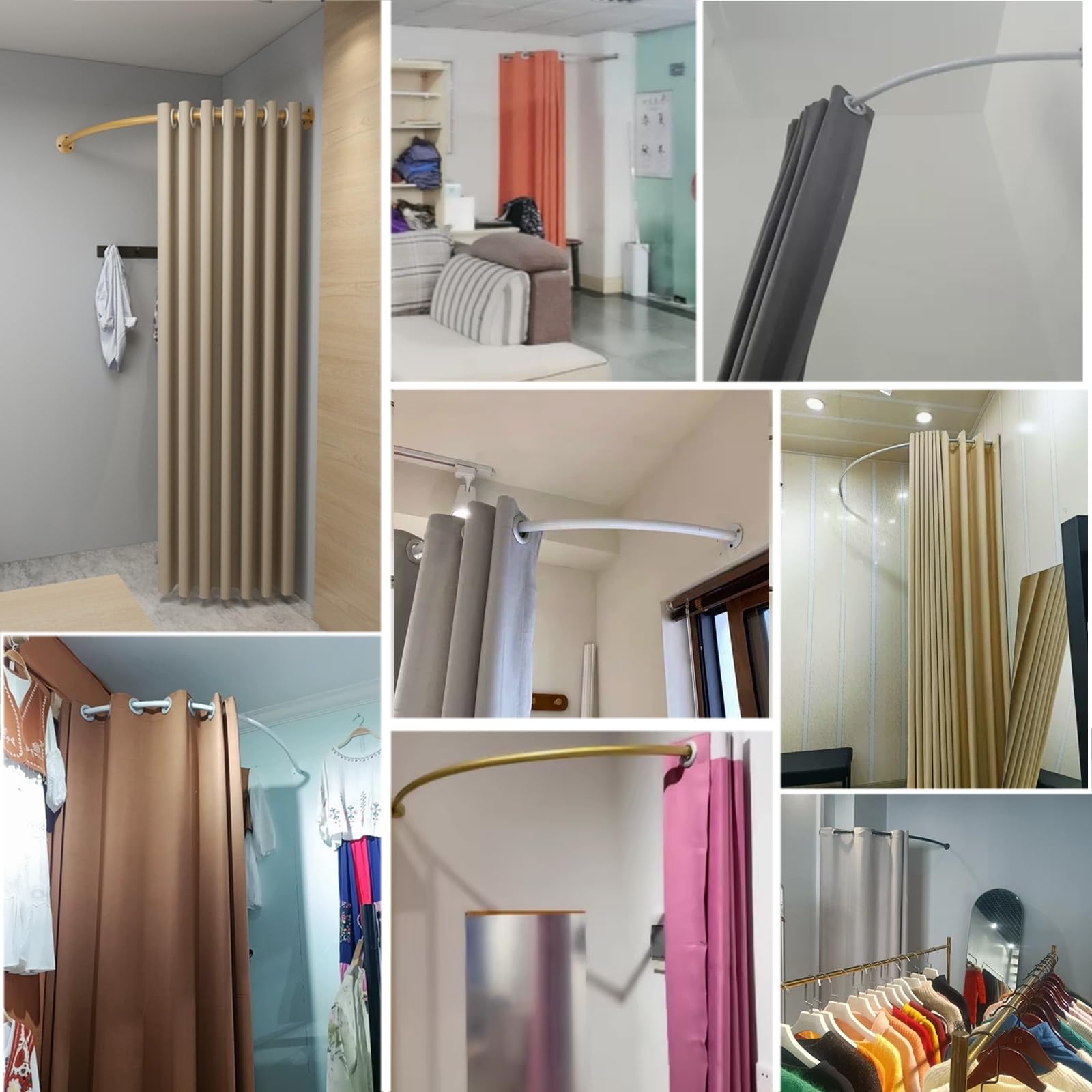 Czarna szyna do zasłon narożnych 80 cm z uchwytem montowana na ścianie metalowa szyna do zasłon do szatni do butików idealna do wieszaków na ubrania