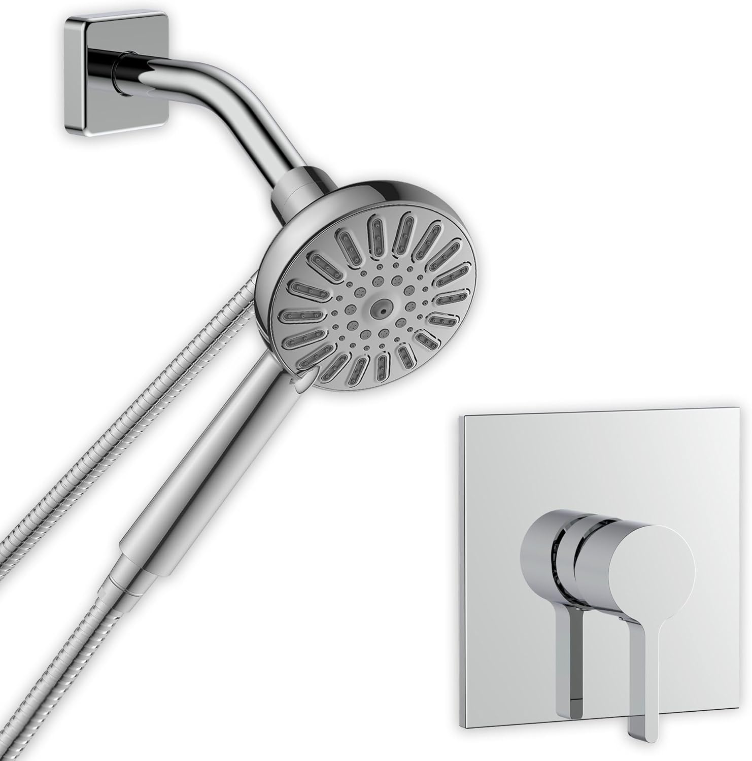 Transolid TWWCSK603296-KI01GPC Titan 60-in x 32-in x 96-in Walk-In Shower Kit with End Drain, White Caruso, Polished Chrome
