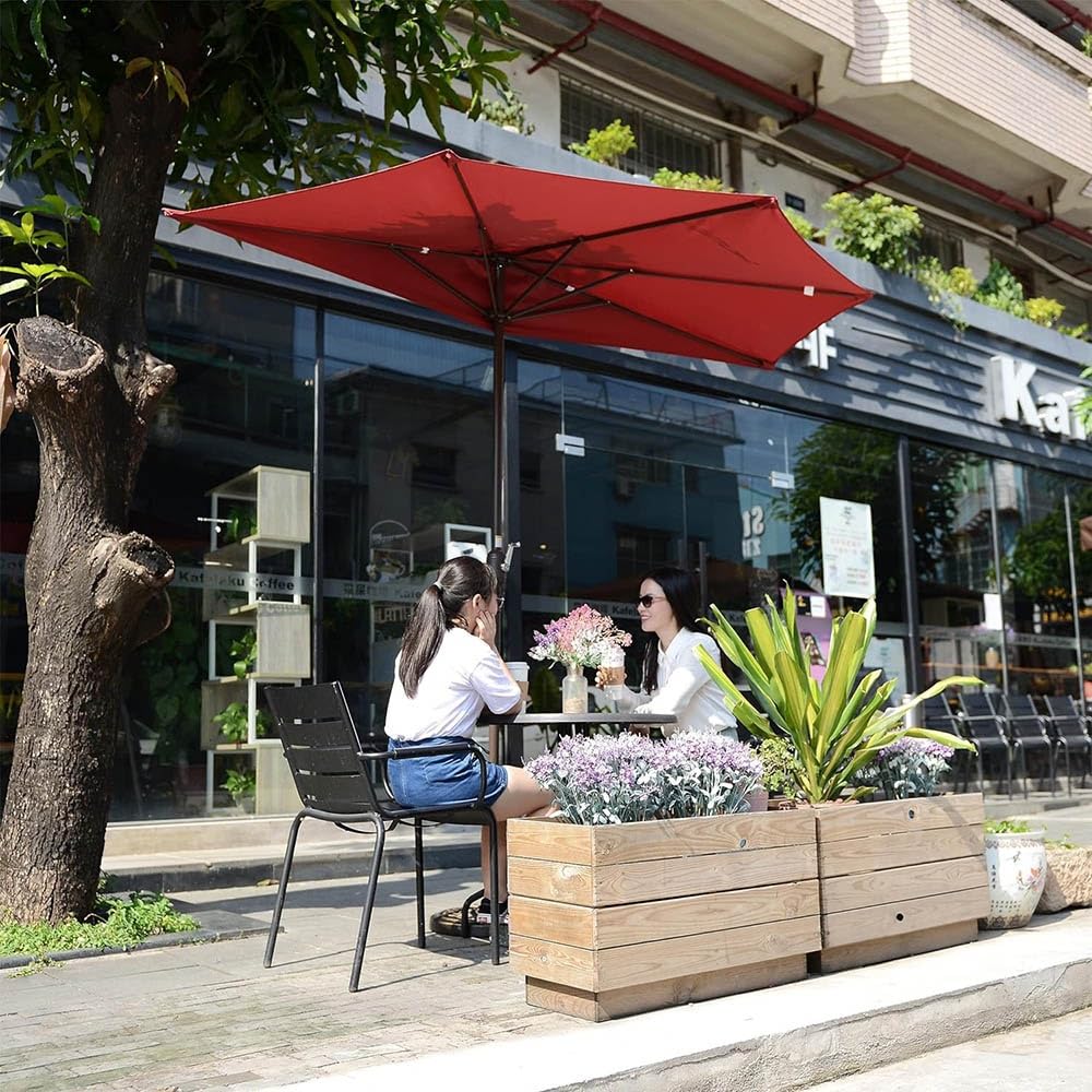 sdneNest Toldo de repuesto para medio paraguas de 8 x 4 pies, paño rectangular de repuesto para sombrilla de patio, cubierta superior de paraguas, rojo vino, 2,5 x 1,3 m