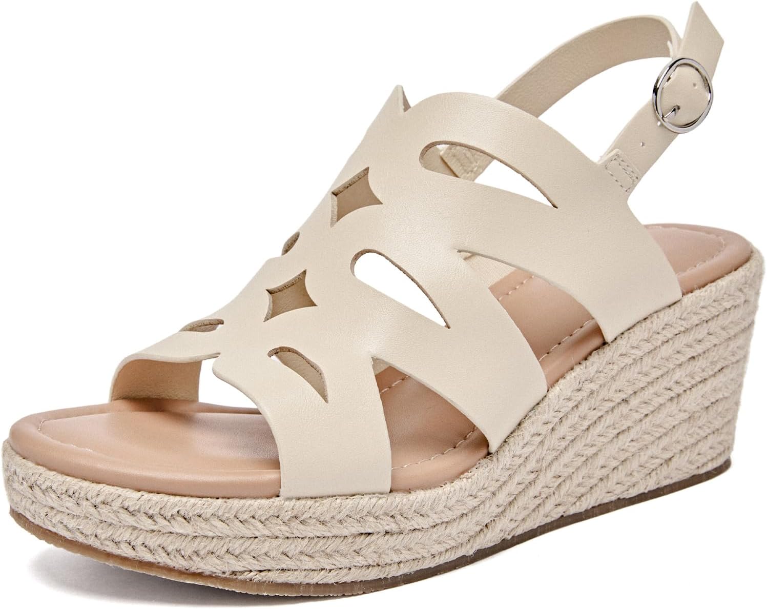 Luoika Women's Wide Width Wedge Sandals, Platform Ankle Strap Open Toe Espadrille Wedge Pump Heel Women's Sandals Concise Casual Summer Shoes.