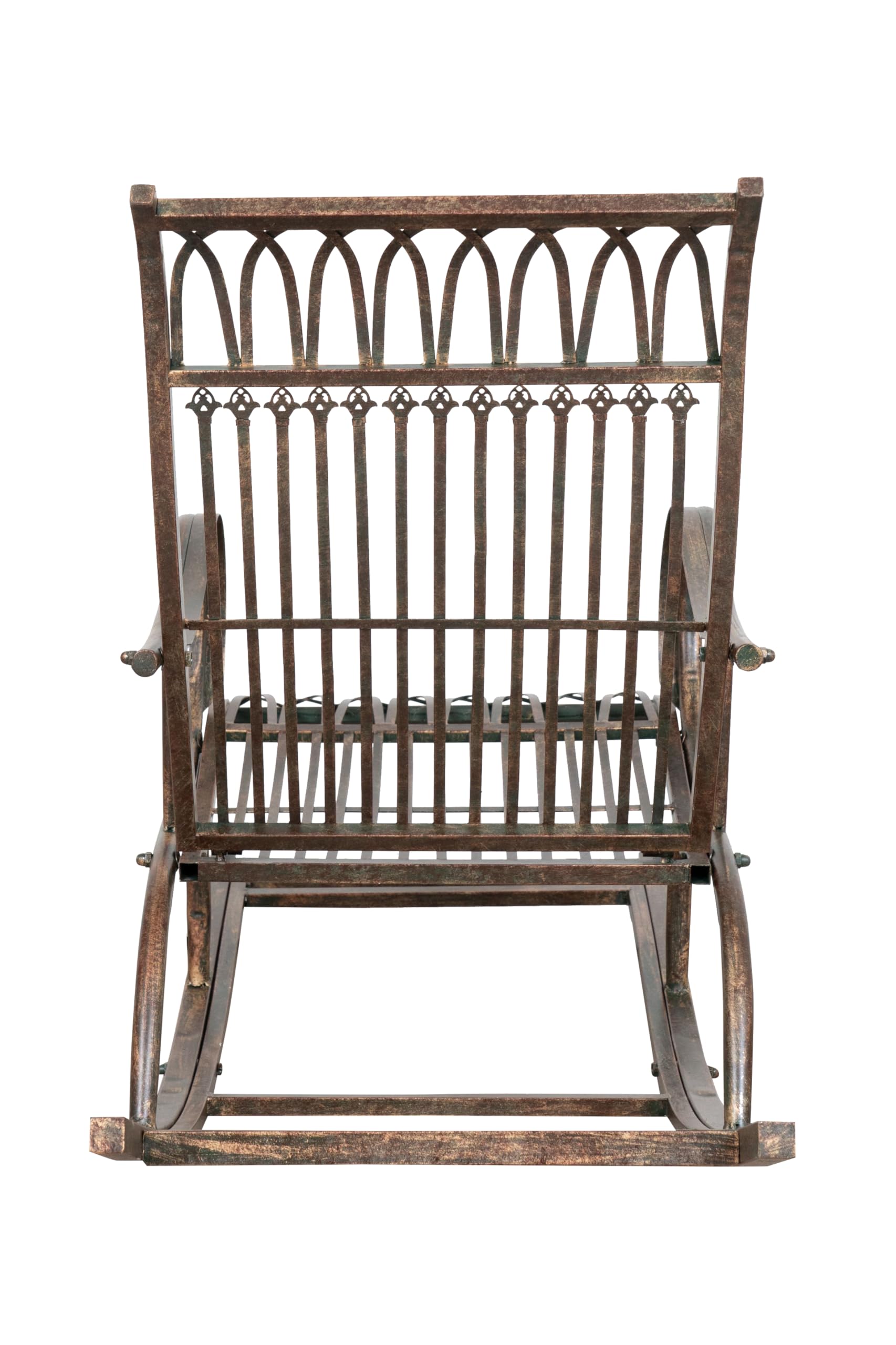Biscottini Fauteuil à Bascule en Fer forgé Finition Rouille patinée L127XPR64xH90 cm