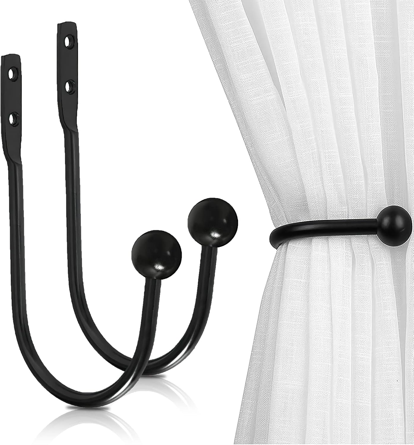 Curtain Tiebacks, 2 Pcs Metal Curtain Hooks, Wall Mounted Curtain