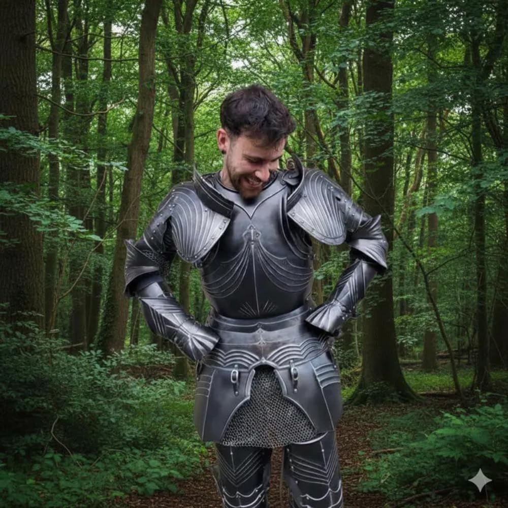 Black Gothic Knight Full Body Armor Suit – 18 Gauge Steel Medieval Dark Warrior Armor