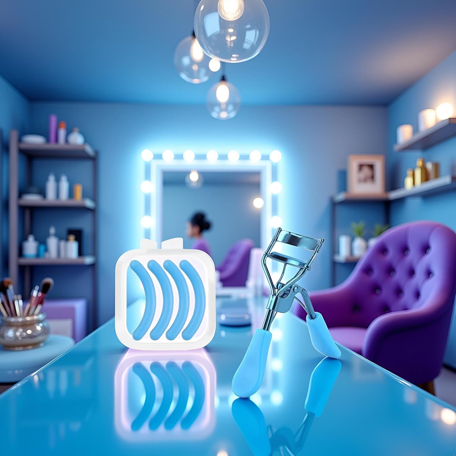 1 Set Blue Eyelash Curlers for Women Eyelash Curler with 4 Replacement Refill Pads Lash Curler Premium Quality Eye Lash Curler Makeup Eyelashes Tool to Curl and Lifted Lashes Eye - Image 3