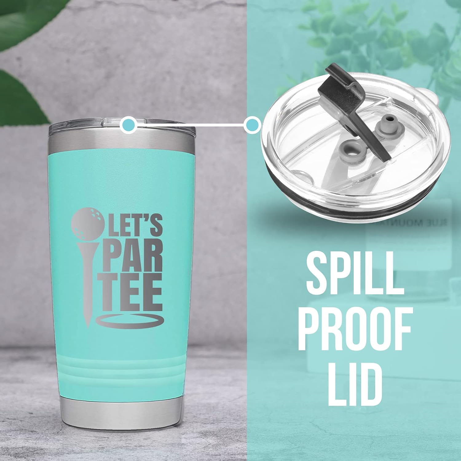 Onebttl Golf Gifts for Men - Funny 20oz Tumbler, Perfect for Golf Dads & Lovers - Teal - Let's Partee - Image 4