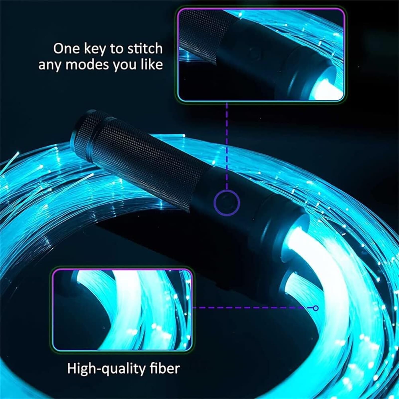 MDybf Frusta in Fibra Ottica, Frusta Spaziale da Danza in Fibra Ottica Ricaricabile, Giocattolo di Flusso for spettacoli di Illuminazione for Feste da Ballo, Pixel Girevole a 360°
