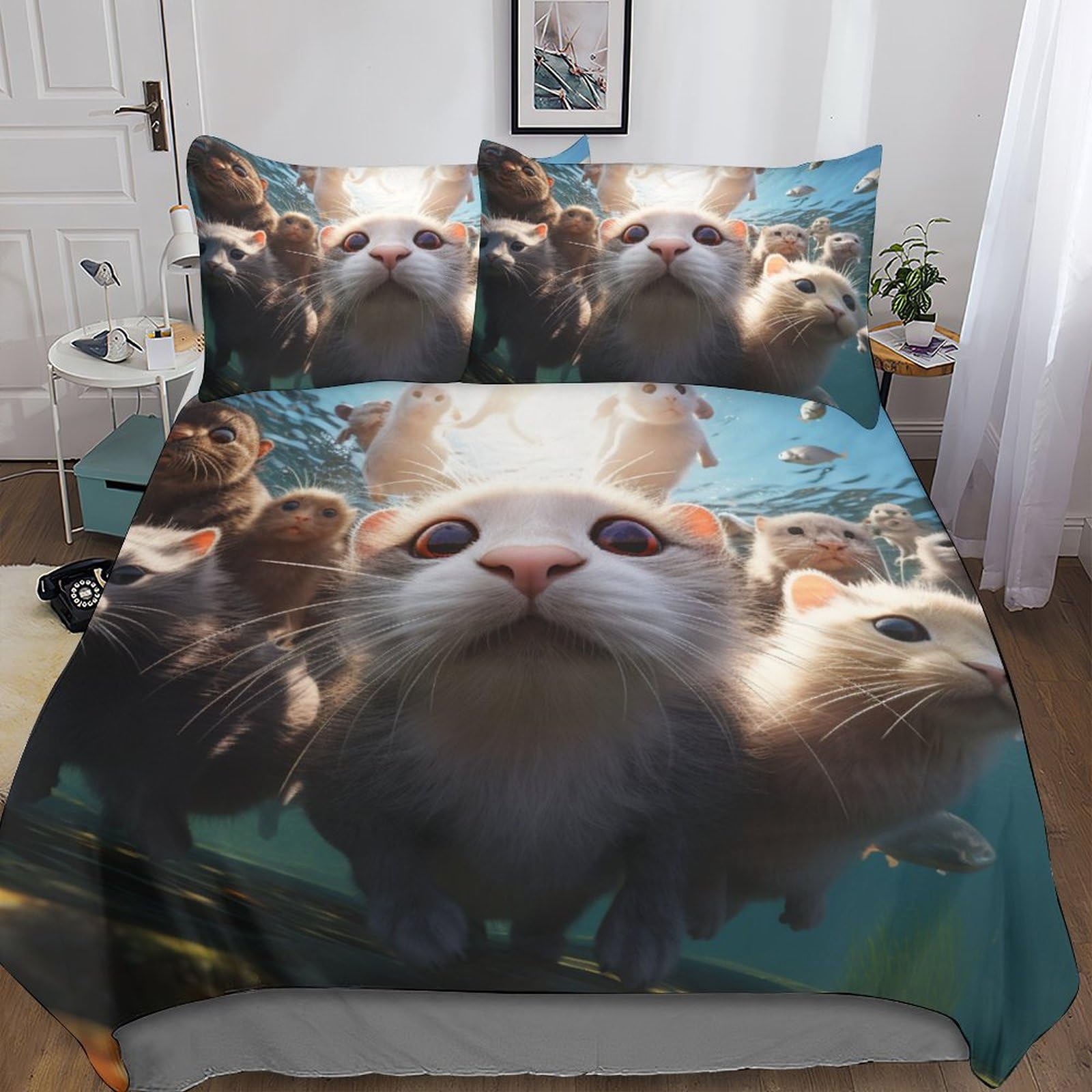 Housse de couette impression 3D faune sauvage et animaux de compagnie parure de lit douce
