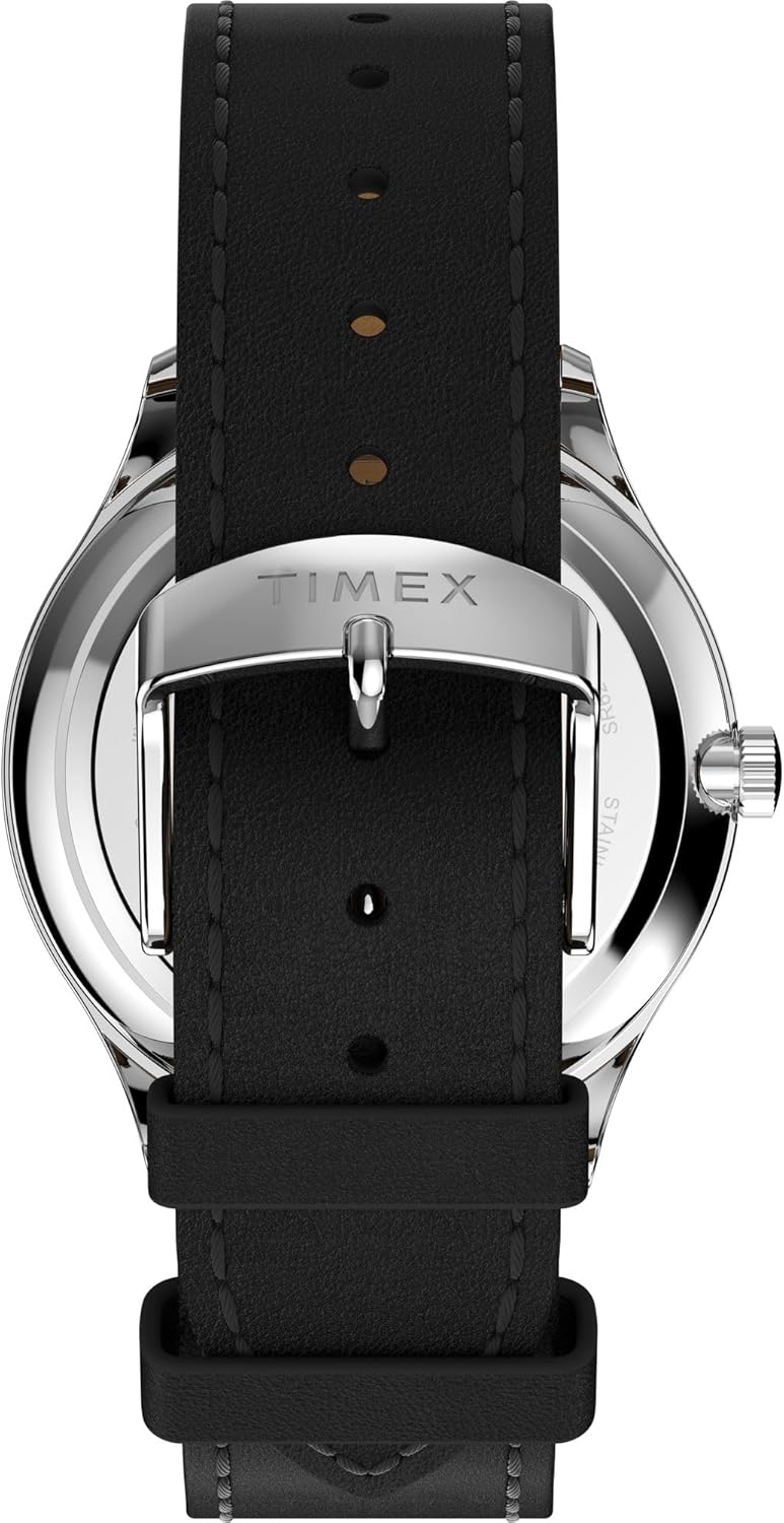 Timex Men's Modern Easy Reader 40mm Watch - Black Strap White Dial Silver-Tone Case
