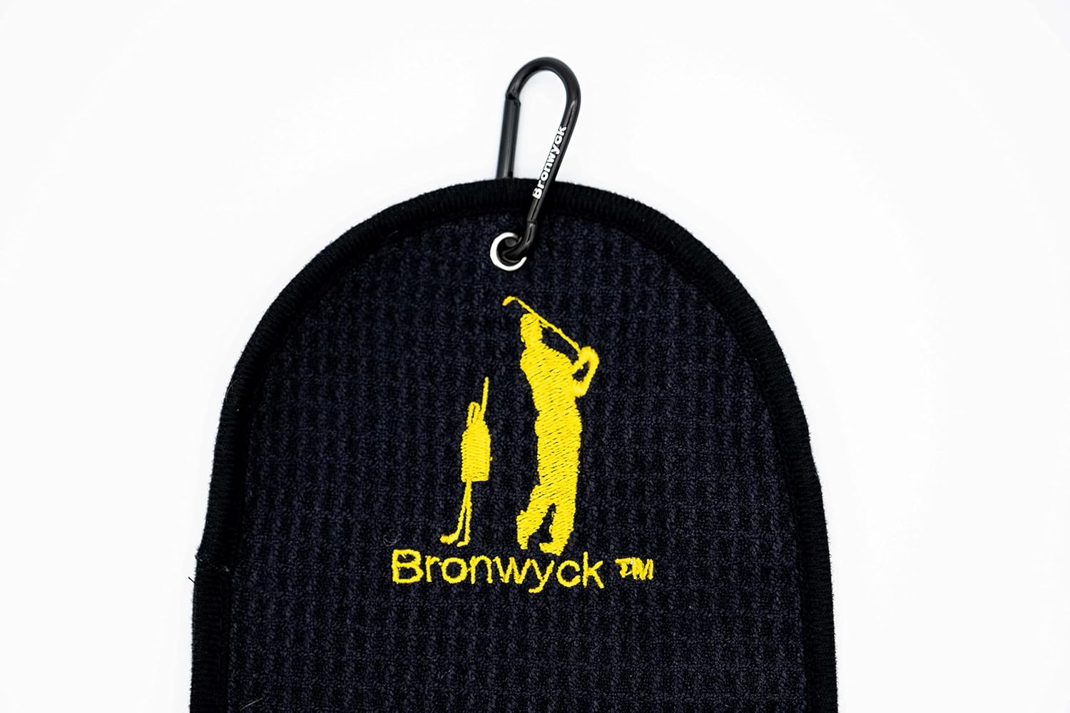 review Bronwyck |3-in-1 Premium Microfiber Fabric | Waffle Design Mini Golf Towel | Golf Bags | Hips | Stepkick Caddy | Strong Carabiner Clip | 12 by 6 | Clean Golf Balls | Golf Clubs | Hand | Yellow |