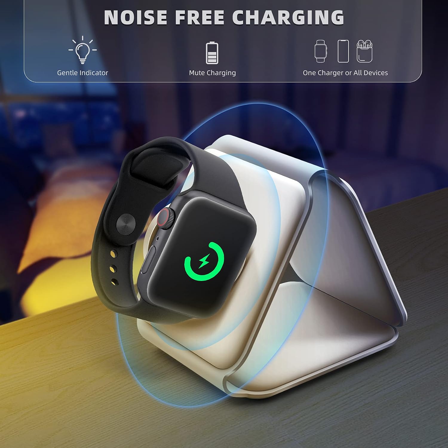 Wireless Charging, Magnetic 3 in 1 Wireless Charger Station, Foldable Wireless Charging Station MatCompatible with iPhone 14/13/12/11/8/Pro/Max,iWatch,AirPods 3/2/Pro