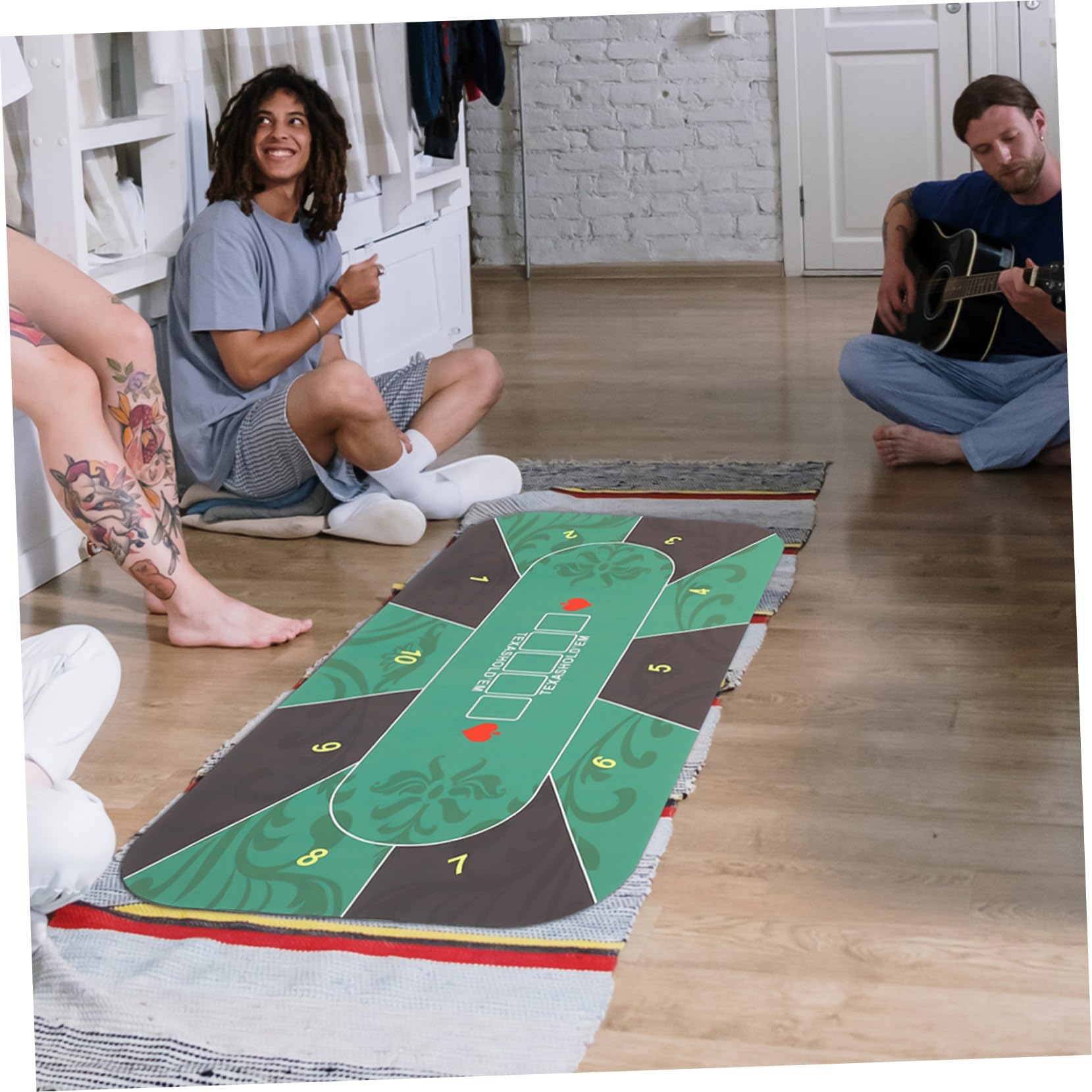 Pokermatte aus Grünem Gummi für Pokertisch mit Rechteckiger Form rutschfest und Leicht zu Transportieren für Party und Rollenspiele
