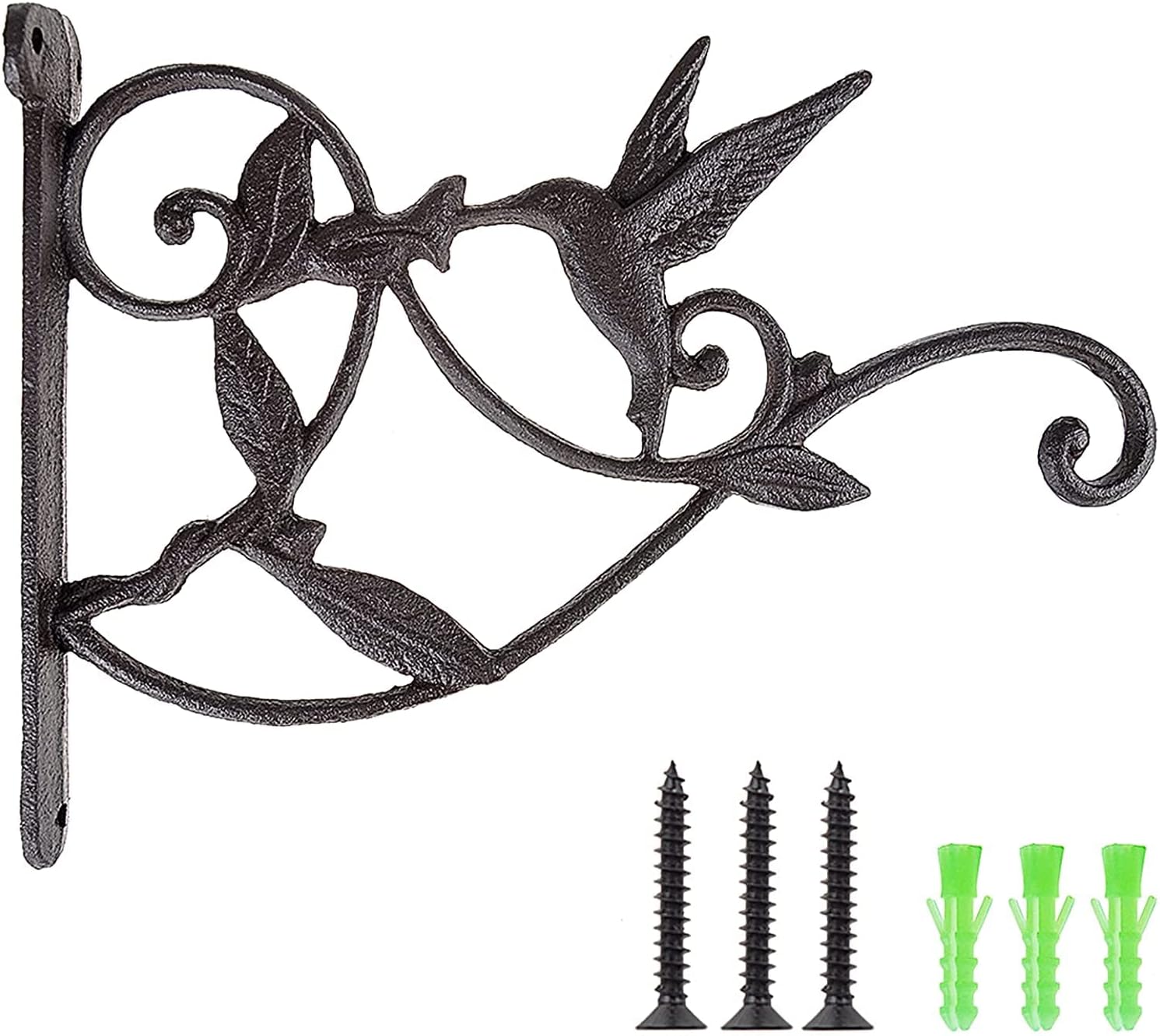 DEWEL Iron Plant Hangers, Outdoor Hanging Baskets for Plants, Decorative Wall Plant Hooks, Bird Feeder Hanger, 2Pack