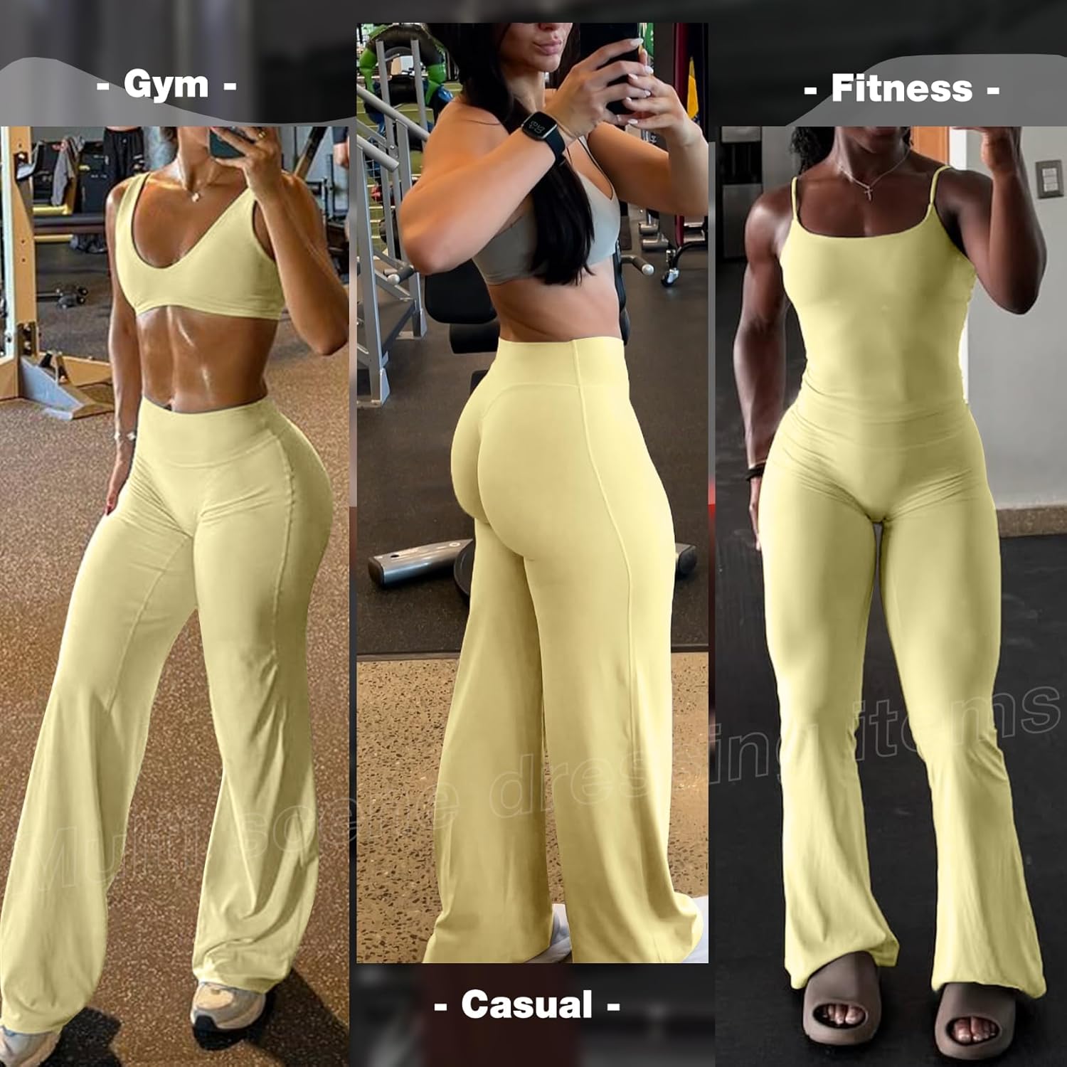 JGS1996 Wide Leg Yoga Pants Bottoms Straight Leg Leggings for Women High Waist Stretch Booty Casual Gym Workout Sweatpants - Image 2