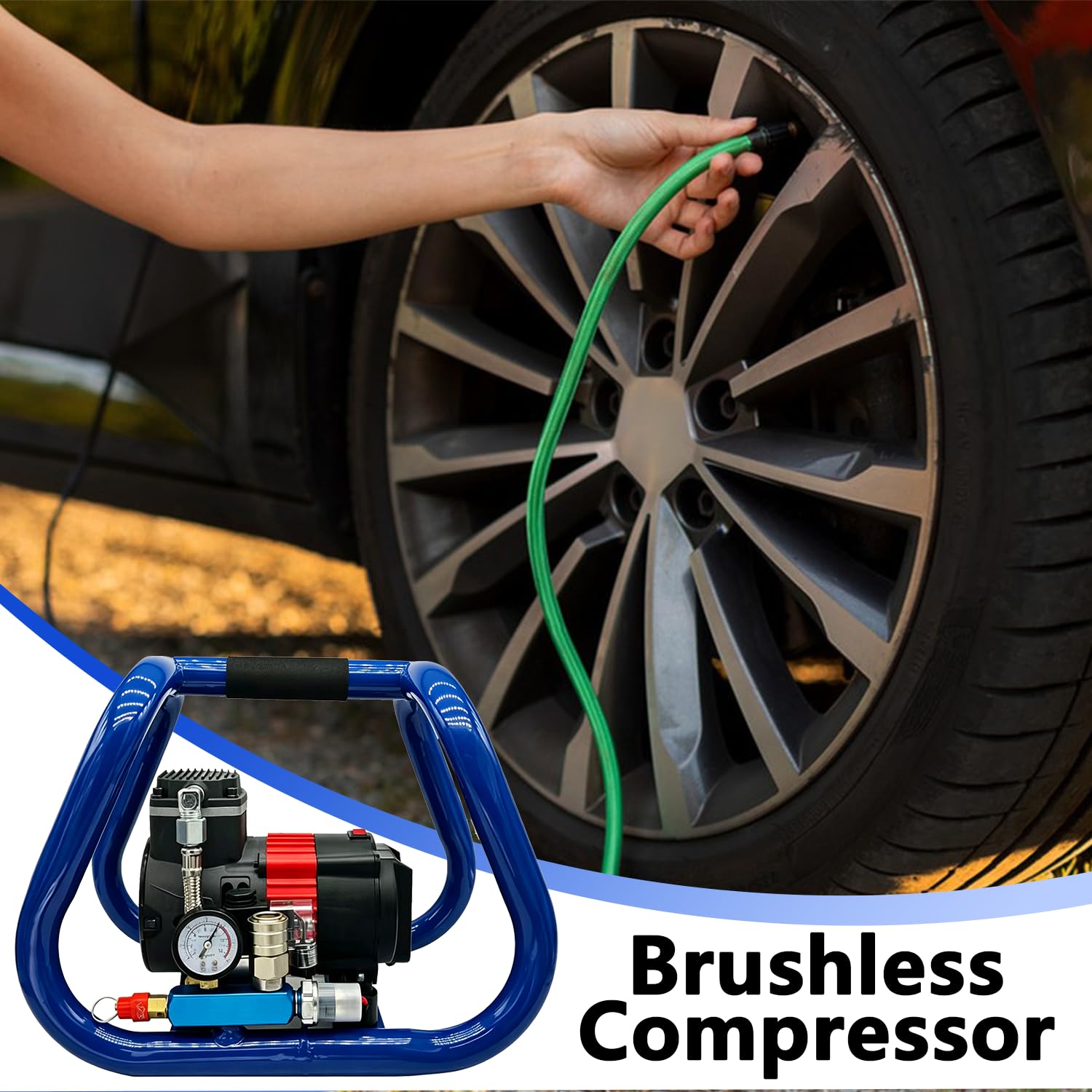 Compresor de Aire Comprimido para Makita Batería, 3L 8 Bar Compresor de Aire Portátil Silencioso para Rellenar Neumáticos, Preparación de Coches, Reparación de Coches, Limpieza Industrial