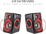 Recacazr Computer Speakers With Surround Subwoofer Heavy Bass USB Wired Powered Multimedia Speaker for PC/Laptops/Smart Phone-Red