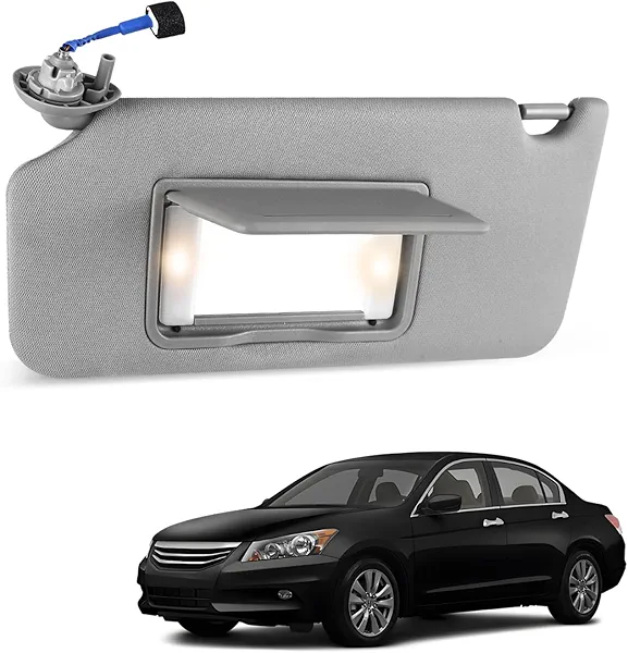 ItranMc Sunvisor Driver Side for 2008-2017 Honda Accord Accessories, Left Side Sun Visor with Lighted Mirror, Gray, Replacement#83280-TA5-A51ZA