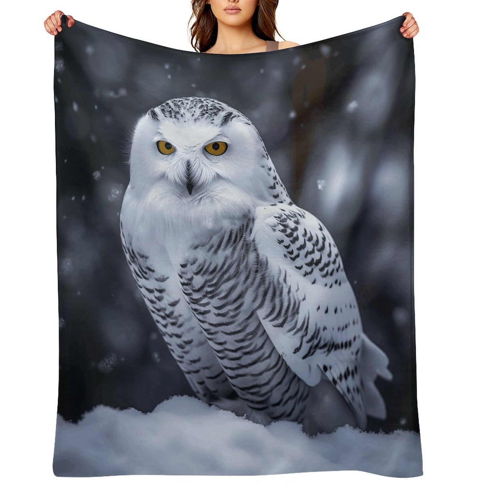 Flannel Fleece Throw Blanket - 50"x60" Super Soft Plush,Lightweight Wrinkle Resistant Cozy Arctic Owl Blanket for Couch Sofa Bed Travel Camping and Gift