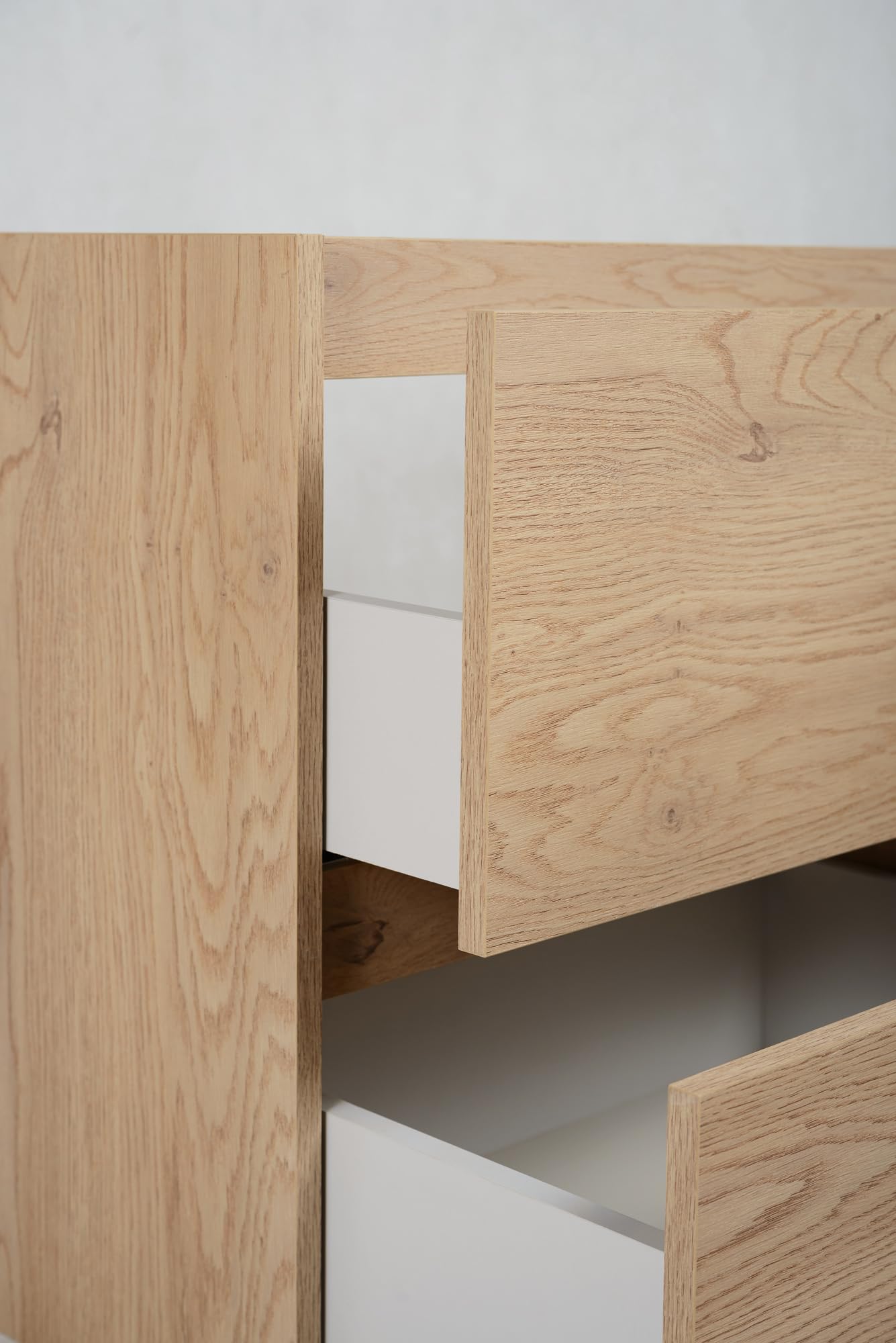 3E 3xE living.com Badezimmerschrank 100 cm (80 + 20) mit oberer Arbeitsplatte, helle Eiche, 100 x 77 x 46 cm