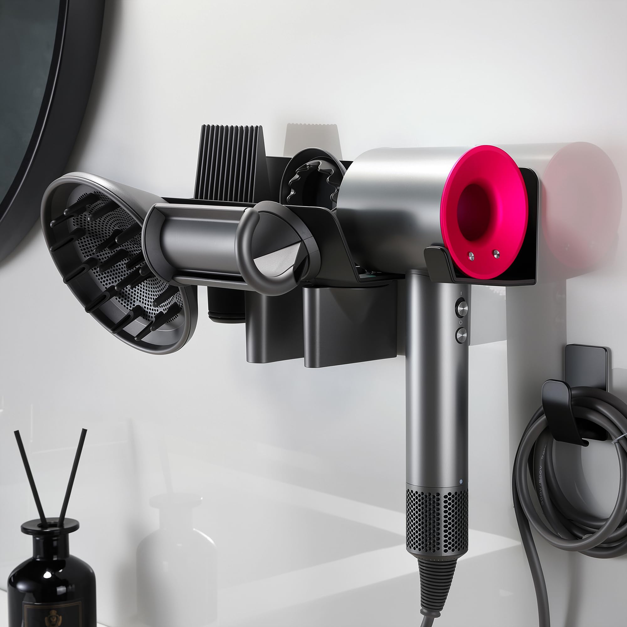 YIGII Wall Mounted Blow Dryer Holder for Dyson, Airwrap Organizer Holder