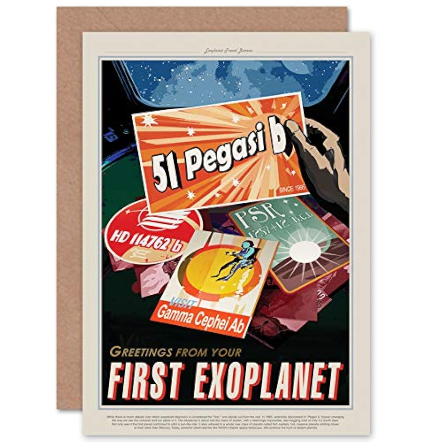 Artery8 51 Pegasi b First Exoplanet NASA Space Tours Travel Sealed Greeting Card Plus Envelope Blank inside