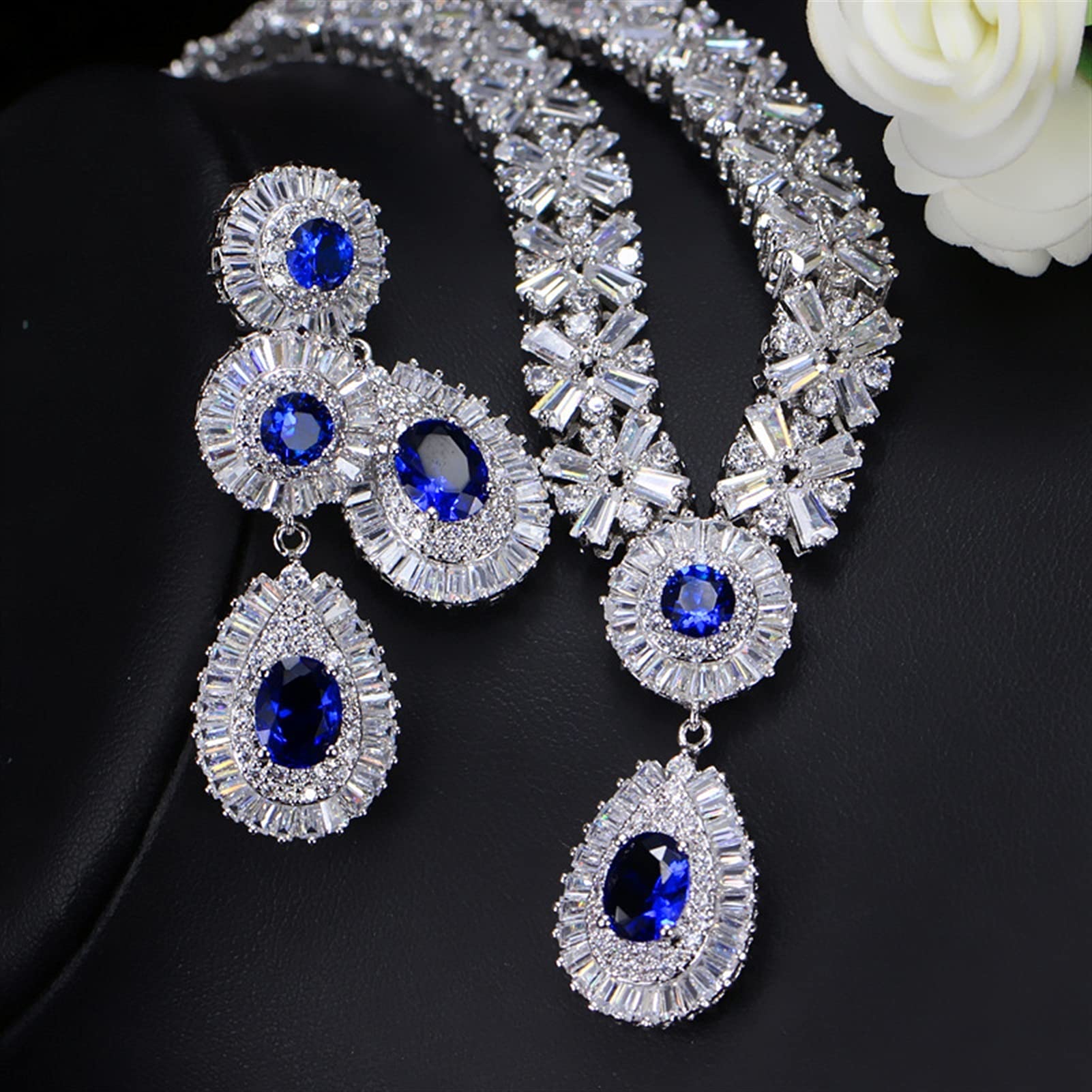 Joyería 6 Cuentas de Colores Grandes Rojo Verde Azul Zirconia cúbica Mujeres Conjuntos de joyería para Fiesta de Noche