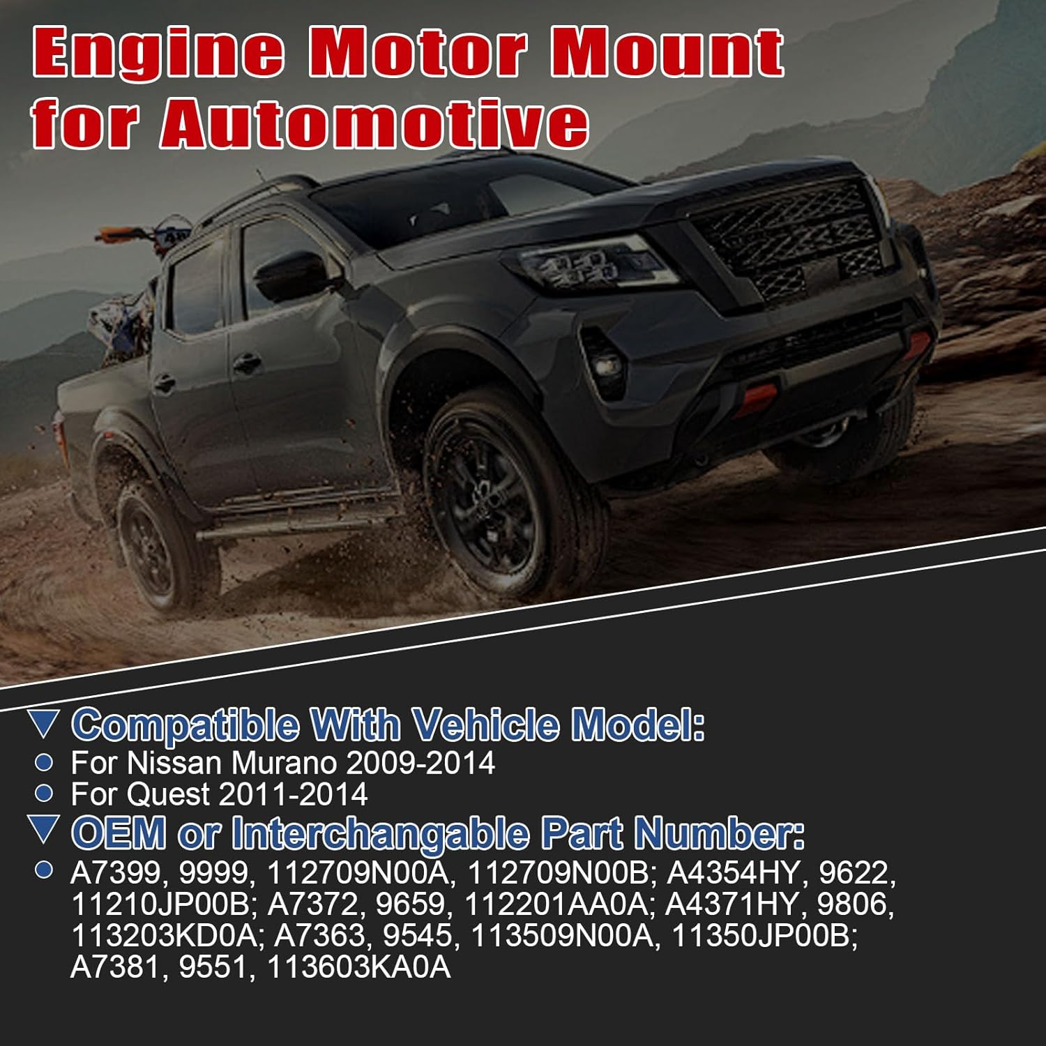 6Pcs Engine Motor Mount Compatible with Nissan Murano 2009-2014 & for Nissan Quest 2011-2014 V6 3.5L Transmission Mount Set, Replace A7399 A4354HY A7372 A4371HY A7363 A7381
