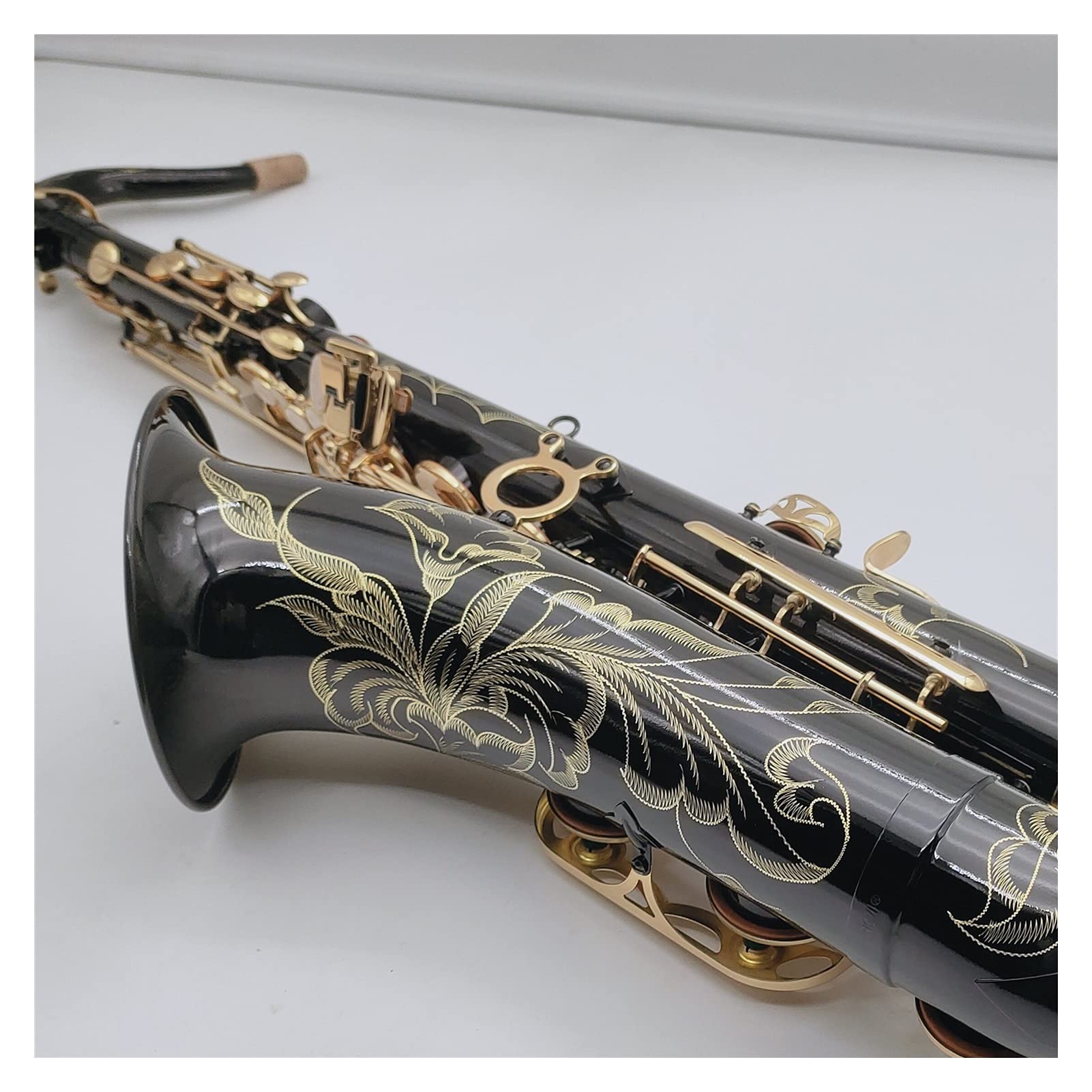 Sassofono Tenore BB Tune Strumento A Fiato in Oro Laccato Nichel Nero con Accessori per Custodia Sassofono Studenti