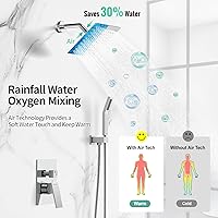 Vista 2 de SR SUN RISE Sistema de Ducha - Juego de Grifo de Ducha con Cabezal de Ducha de Lluvia de 8 Pulgadas y Ducha de Mano - Sistema de Ducha de Lluvia