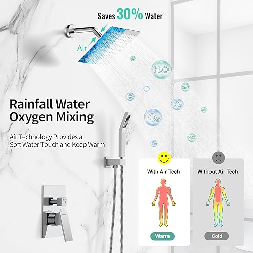 Miniatura 2 de SR SUN RISE Sistema de Ducha - Juego de Grifo de Ducha con Cabezal de Ducha de Lluvia de 8 Pulgadas y Ducha de Mano - Sistema de Ducha de Lluvia