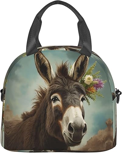 Miniatura 2 de Bolsa de almuerzo con estampado de animales de burro para mujeres y hombres, reutilizable, aislada, impermeable, bolsa enfriadora para picnic y