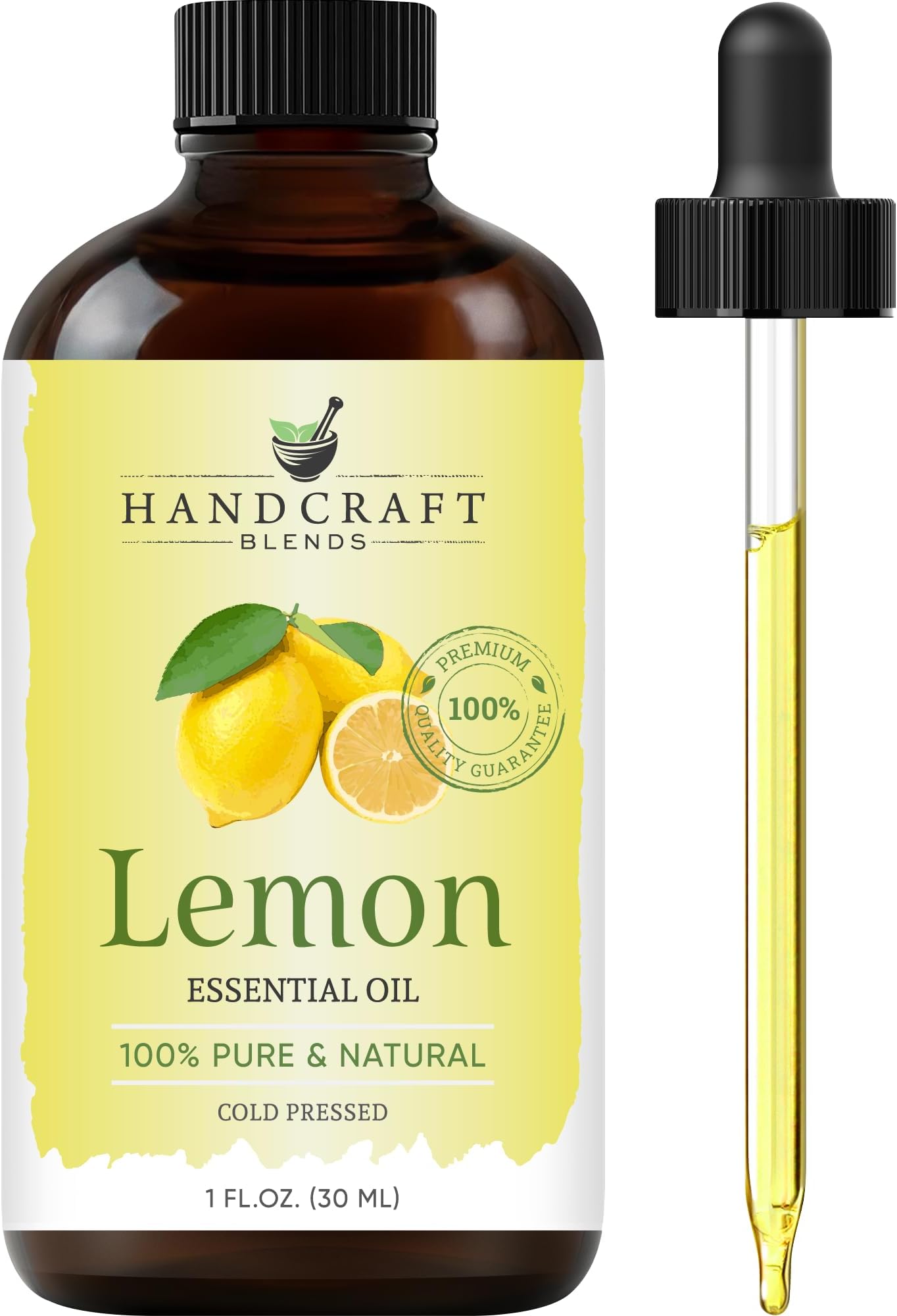 Handcraft Blends Lemon Essential Oil โ 1 Fl Oz โ 100% Pure and Natural โ Premium Grade Essential Oil for Diffuser and Aromatherapy, Skin, Massage, Candle and Soap Making Fragrance