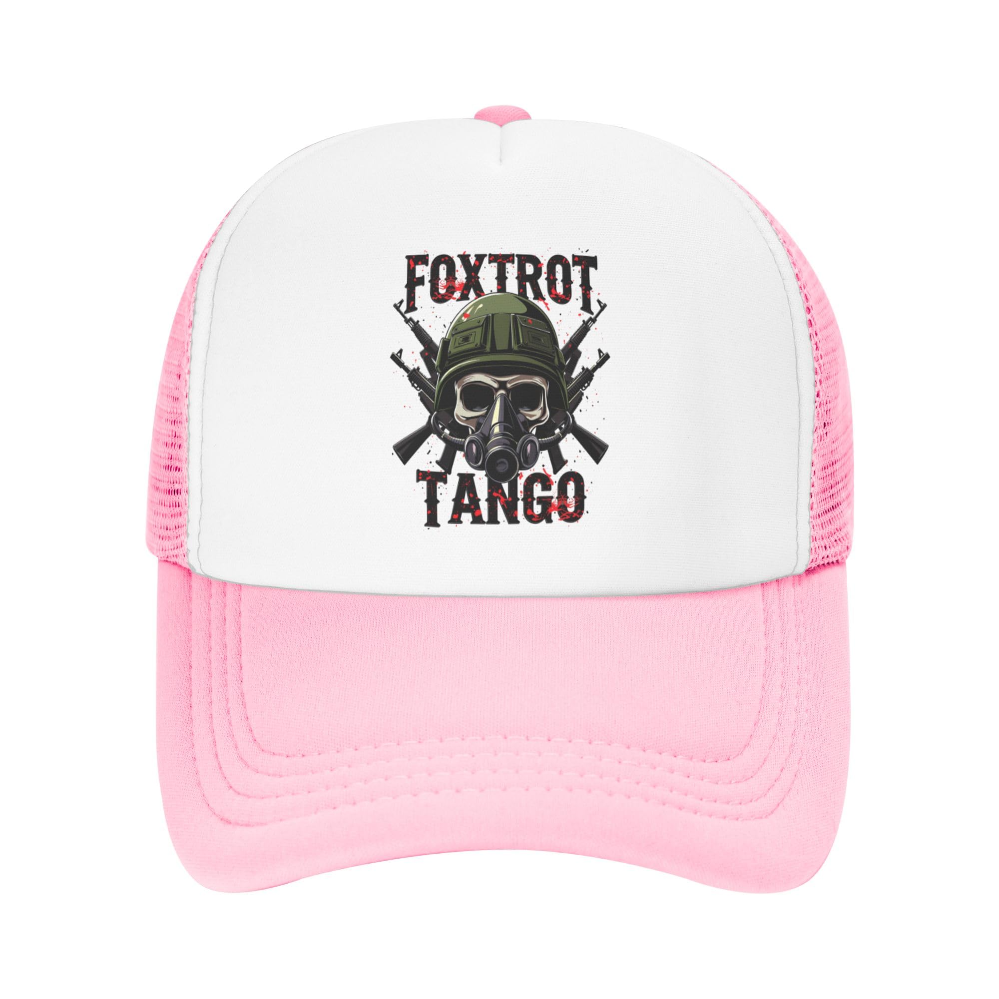 FDT Foxtrot Delta Tango Trucker Hat Special Forces Skull Kids Hats Adjustable Mesh Baseball Cap - Pink