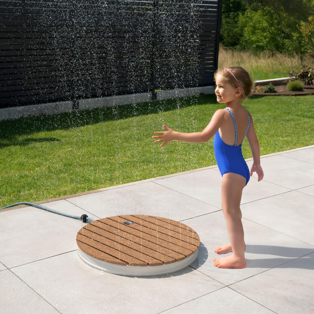 Home Deluxe WPC Ducha de pie CALIA Teak - ⌀ 70,5 cm | Ducha de pie, ducha al aire libre, ducha de jardín, ducha al aire libre.