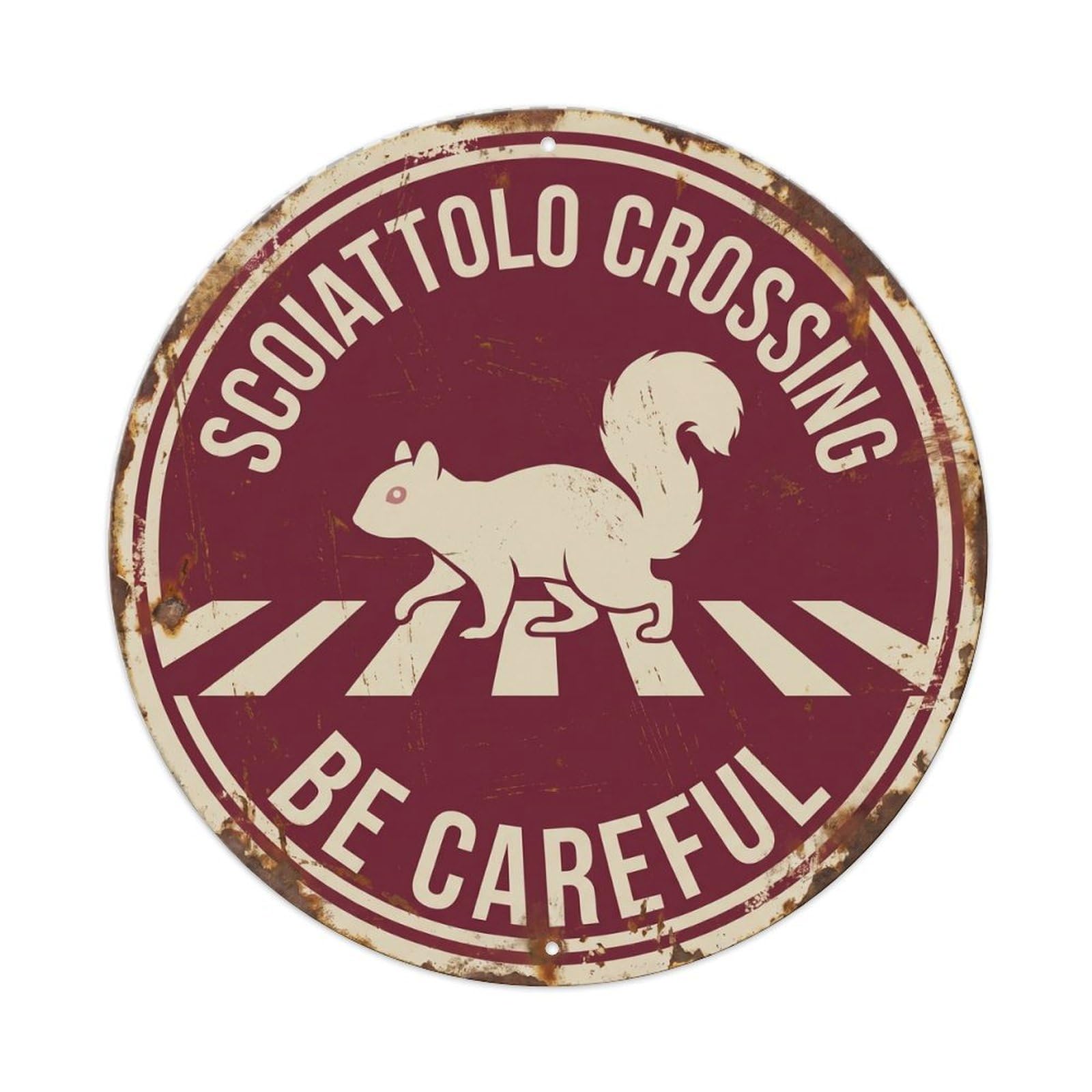 Metal Tin Sign Scoiattolo Crossing Be Careful