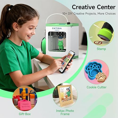 Miniatura 5 de Entina TINA2S Impresoras 3D con impresión WiFi en la nube, enorme biblioteca, totalmente montada, mini impresora 3D para principiantes y niños con