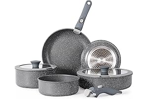 Graceful Grey 7Pcs Nonstick Grey Cookware Set with Detachable Handle
