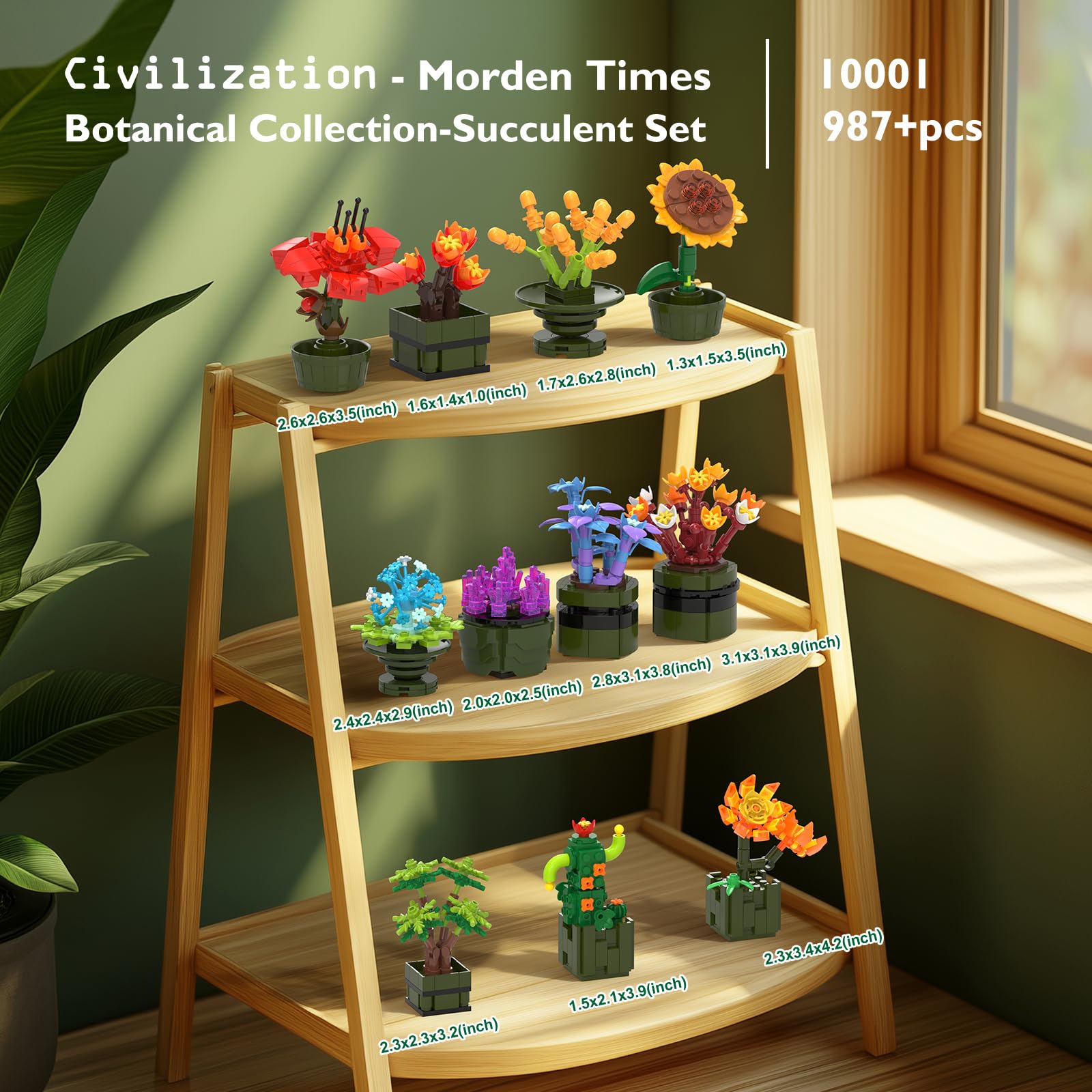 Amazon.com: JMBricklayer Flowers Succulents Building Sets for