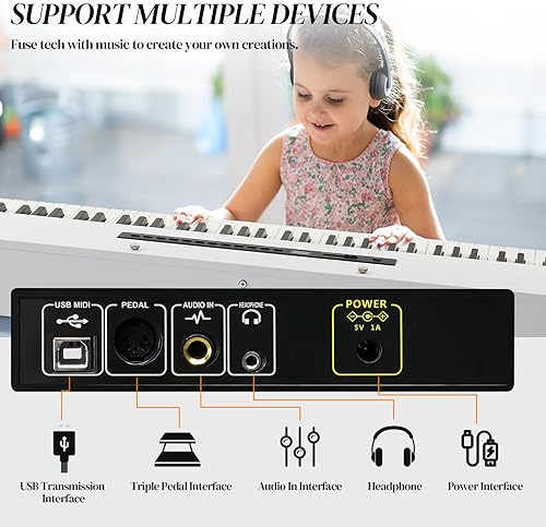 Miniatura 4 de Ktaxon - Piano digital de 88 teclas con acción ponderada, piano eléctrico con unidad de 3 pedales, doble Bluetooth, funciones de control de