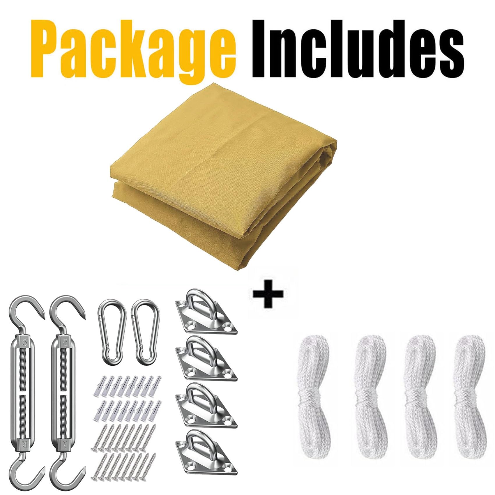 Sonnensegel Quadrat Sonnensegel 1.8 x 3.2 m 98% UV-beständig mit UV Schutz Sonnensegel Rechteckig Sonnensegel mit Ösen für Garten Terrasse Camping, Creme Farben