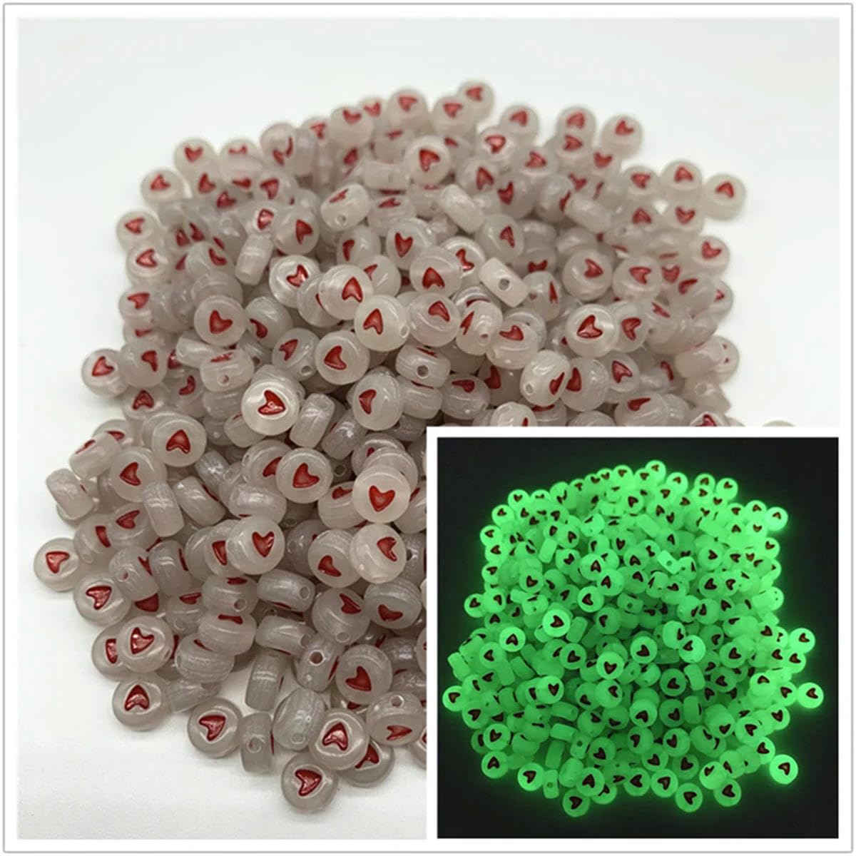 HUIOYG 100pcs 7mm Luminous Letter Beads Oval Acrylic Spaced for Jewelry Making